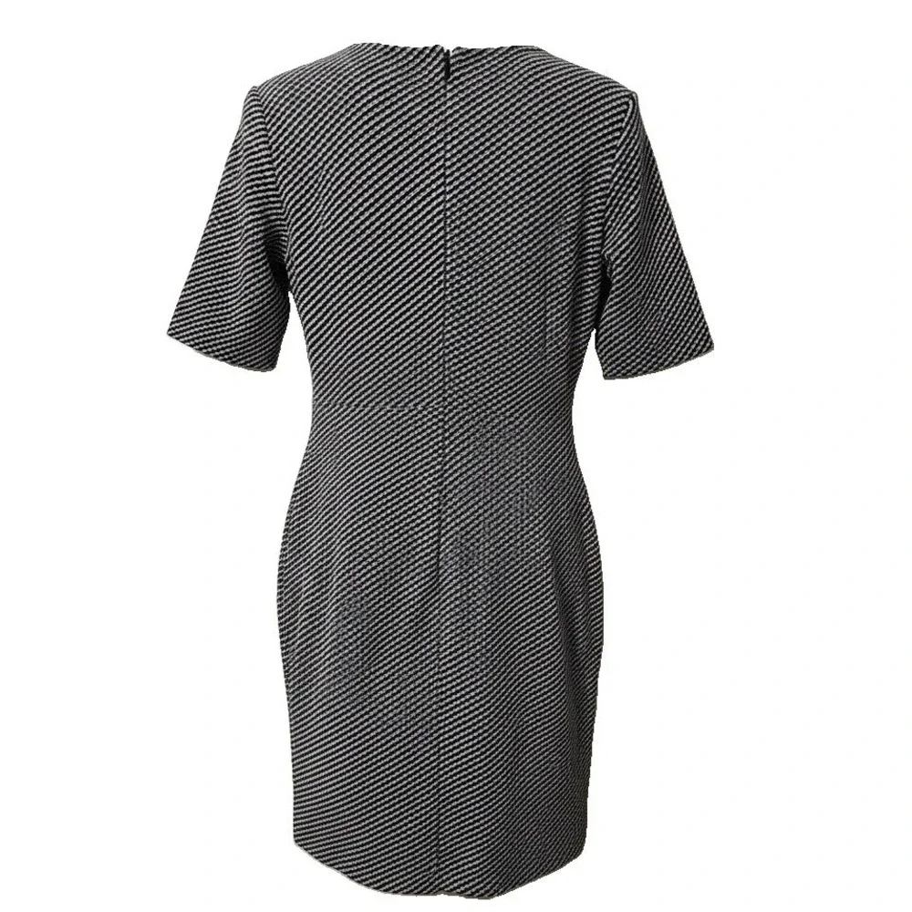 Theory Black & White Grid Print Knit Dress 0 Polished Tailored Monochrome Clean